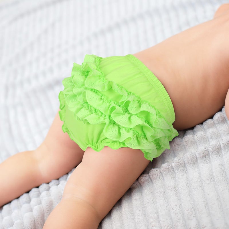 Bosweety طقم مكون من 5 قطع من غطاء حفاضات دانتيل مجعد للفتيات الصغيرات شورتات قطنية للأطفال - Image 2